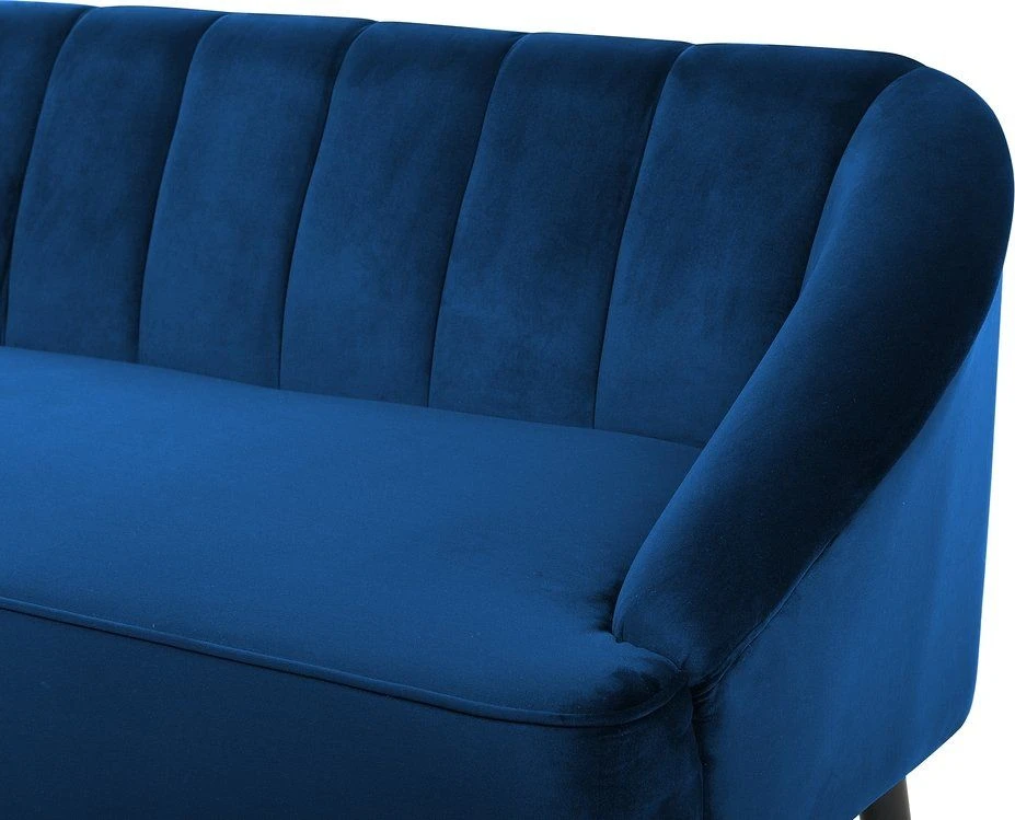 Beliani Trivietė sofa ALSVAG veliūrinė, tamsiai mėlyna