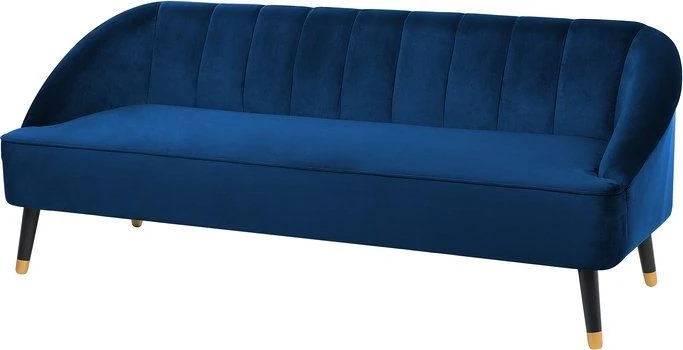 Beliani Trivietė sofa ALSVAG veliūrinė, tamsiai mėlyna