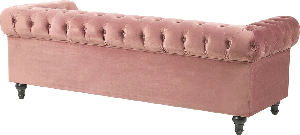 Beliani 3 vietų sofa CHESTERFIELD veliūrinė rožinė
