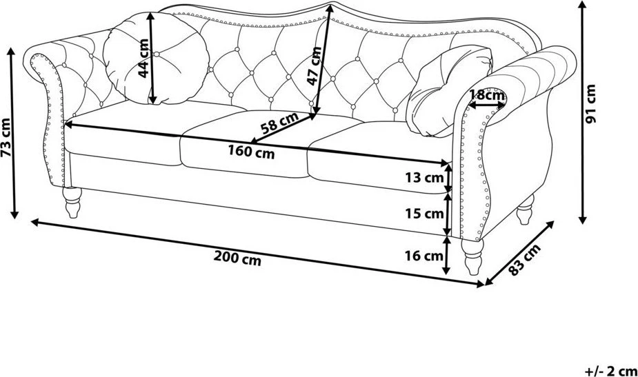 Beliani Trivietė sofa SKIEN Veliūras Šviesiai smėlio spalvos