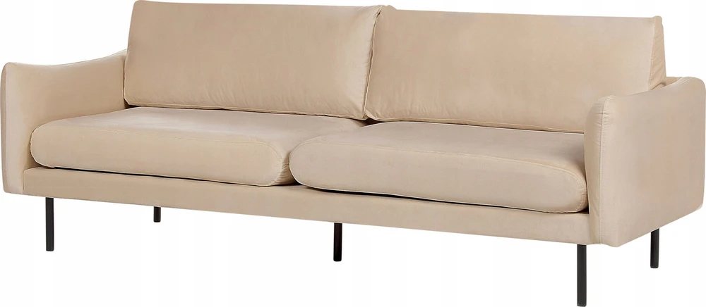Beliani Trivietė sofa VINTERBRO, smėlio spalvos veliūras