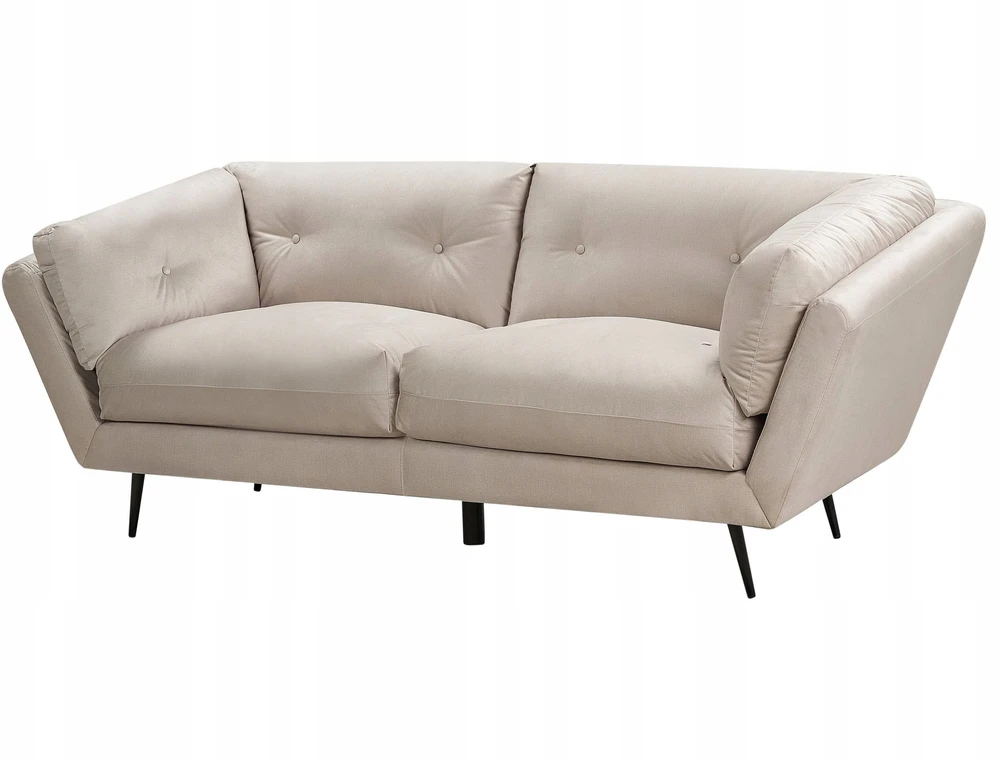 Beliani Trivietė sofa LENVIK, veliūras, smėlio spalva