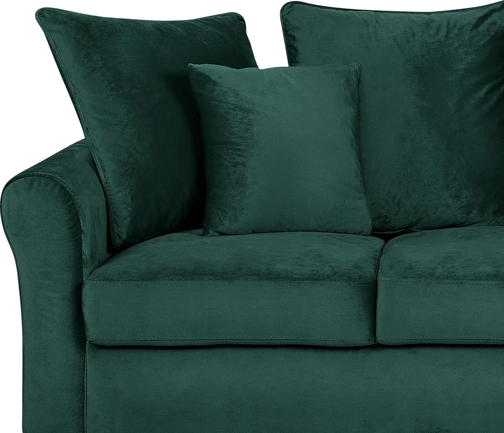 Beliani Trivietė sofa BORNHOLM, veliūras, tamsiai žalia