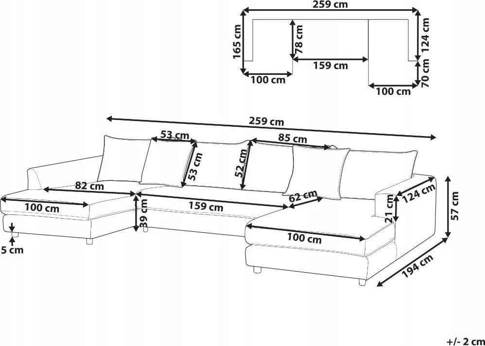 Beliani 5 vietų kampinė sofa LILVIKEN, šviesiai smėlio spalvos
