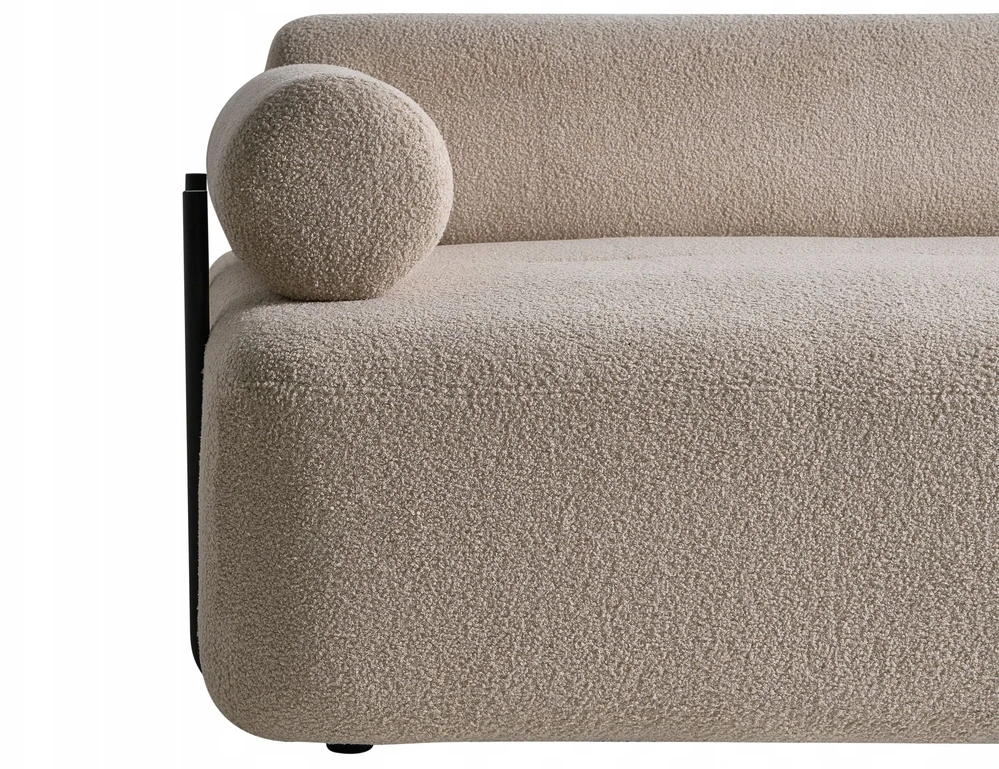 Beliani Dvivietė sofa ELVA, buklė audinys, smėlio spalva