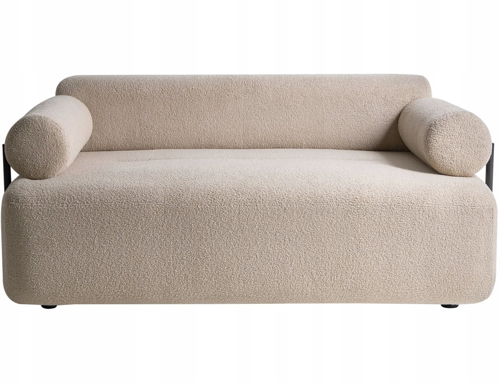Beliani Dvivietė sofa ELVA, buklė audinys, smėlio spalva
