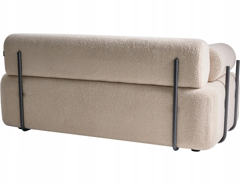 Beliani Dvivietė sofa ELVA, buklė audinys, smėlio spalva