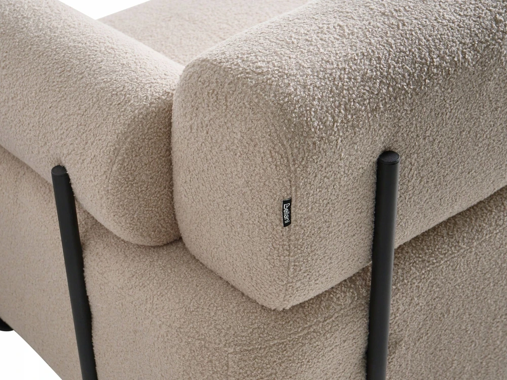 Beliani Dvivietė sofa ELVA, buklė audinys, smėlio spalva