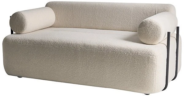 Beliani Dvivietė sofa ELVA Boucle, kreminė balta