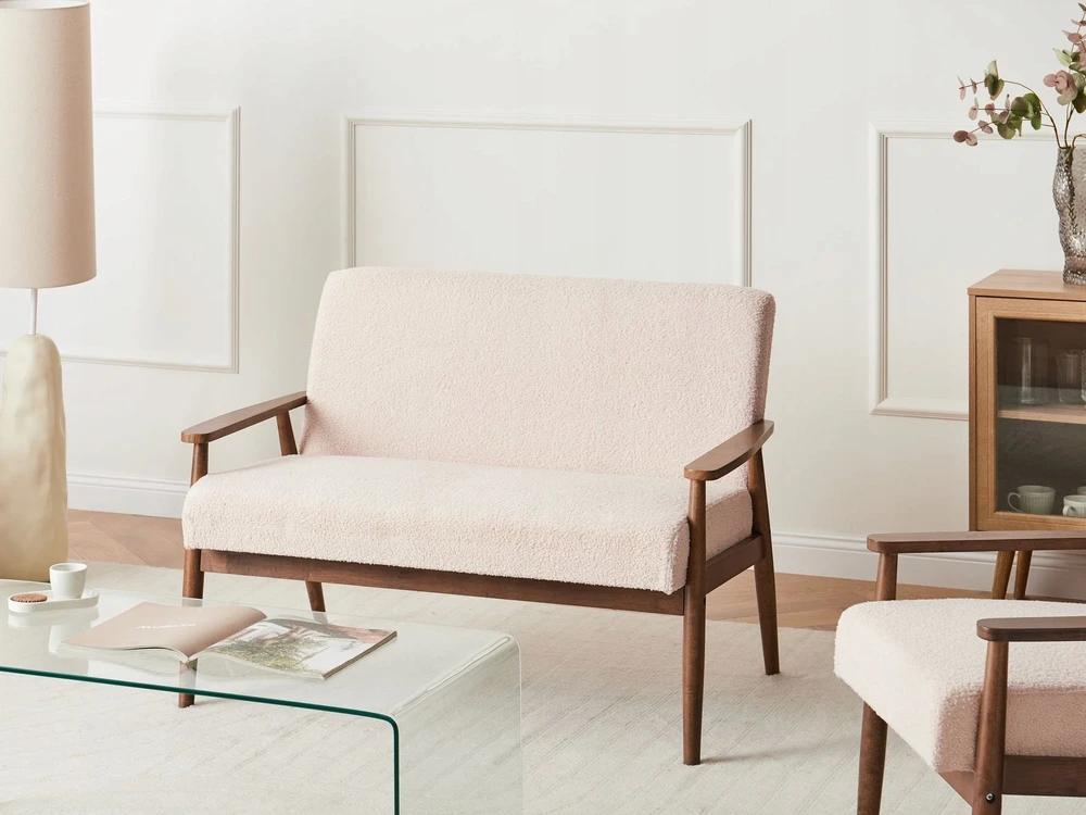 Beliani Dvivietė sofa ESRUM Boucle tamsiai ruda/smėlio spalvos