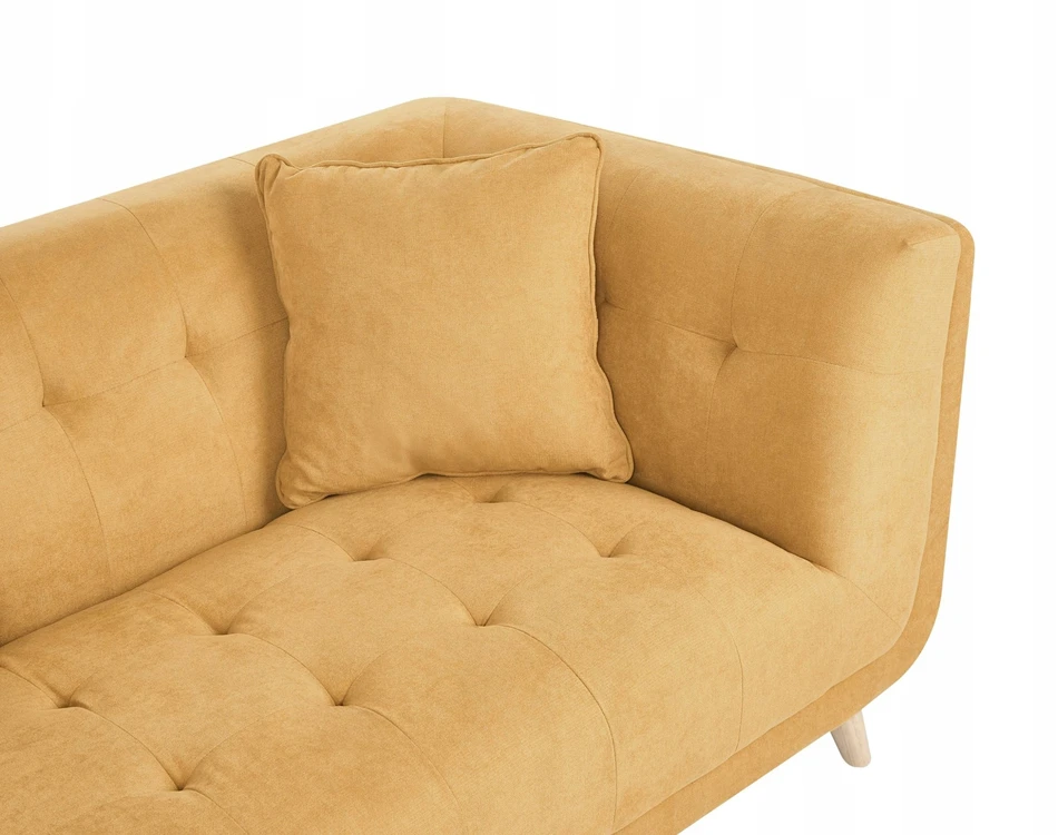 Beliani Dviejų vietų sofa HABO, garstyčių spalvos, su otomane