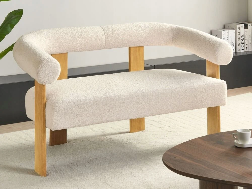 Beliani 2 vietų sofa ILBRO Boucle, kreminė balta / šviesiai ruda