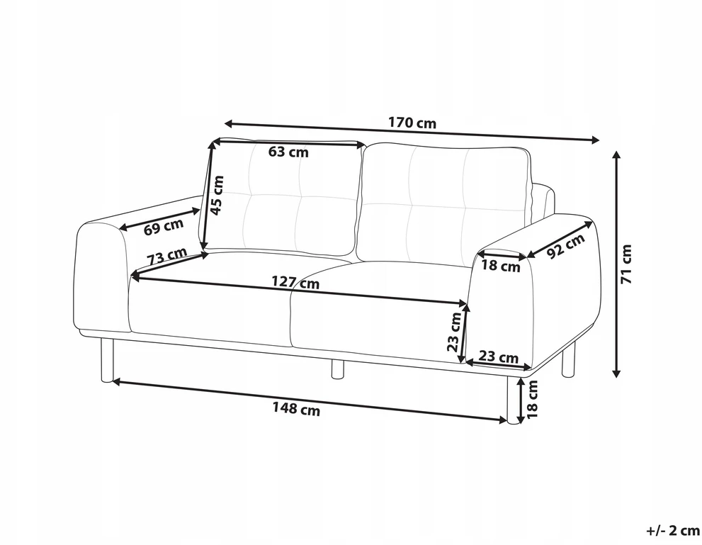 Beliani 2 vietų sofa LAURILA šviesiai pilka