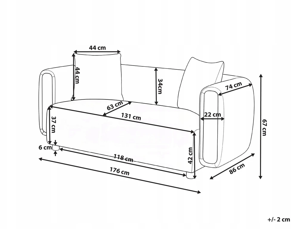 Beliani Dvivietė sofa LILLEROD tamsiai ruda