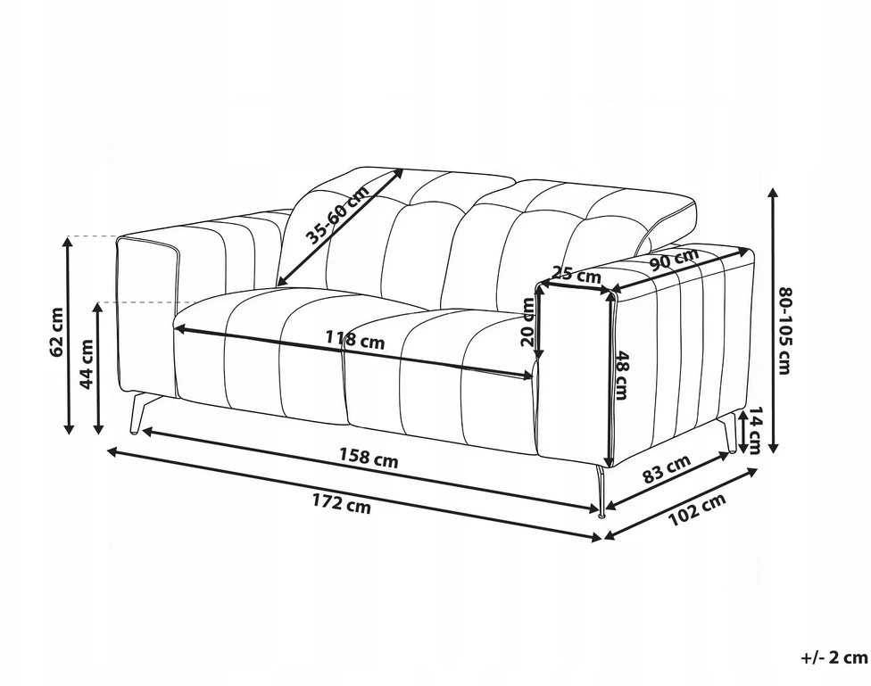 Beliani Dvivietė sofa OMMEL šviesiai smėlio spalvos