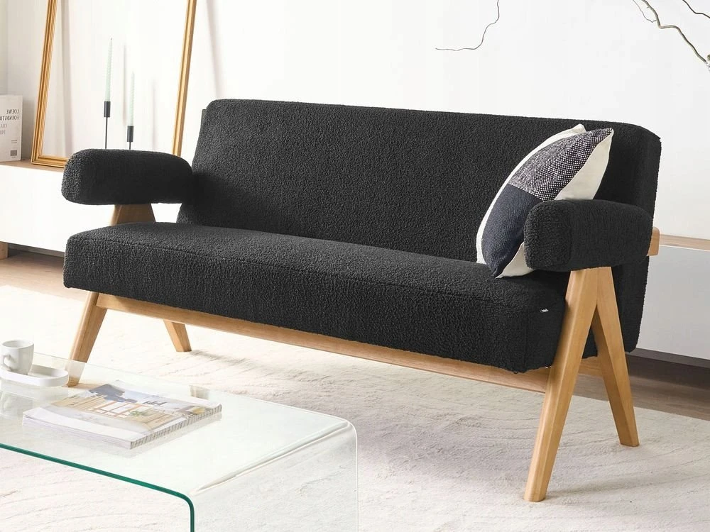 Beliani 2-vietė sofa TAMRE, boucle audinys, juoda / šviesi ruda