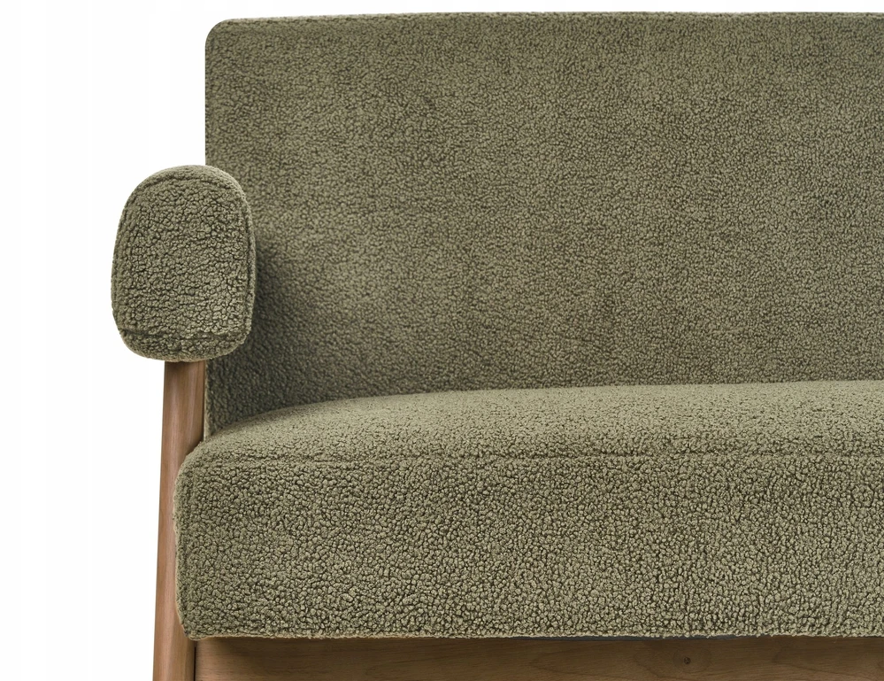 Beliani 2 vietų sofa TAMRE Boucle žalia / tamsiai ruda