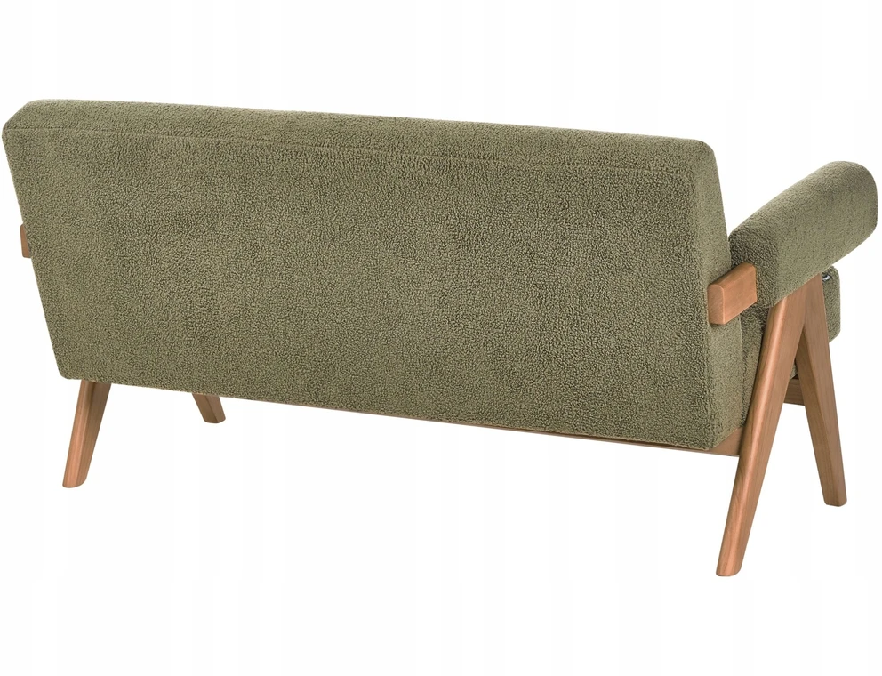 Beliani 2 vietų sofa TAMRE Boucle žalia / tamsiai ruda