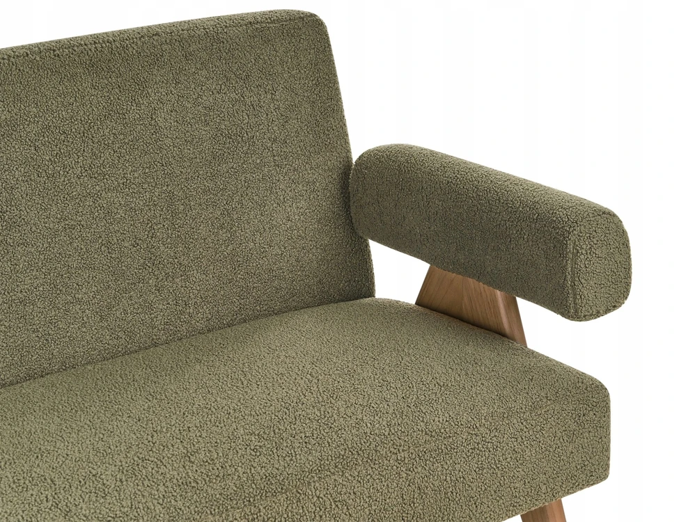Beliani 2 vietų sofa TAMRE Boucle žalia / tamsiai ruda
