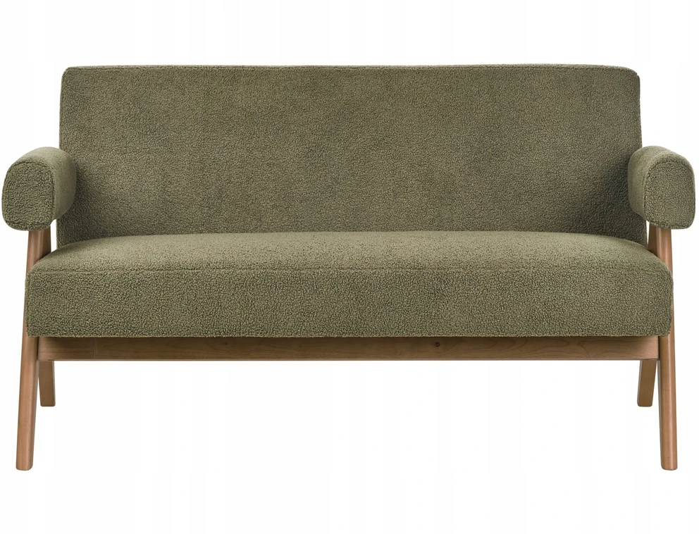 Beliani 2 vietų sofa TAMRE Boucle žalia / tamsiai ruda