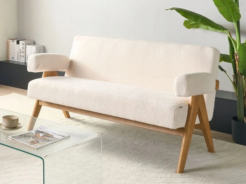 Beliani 2 vietų sofa TAMRE Boucle kreminė / šviesiai ruda