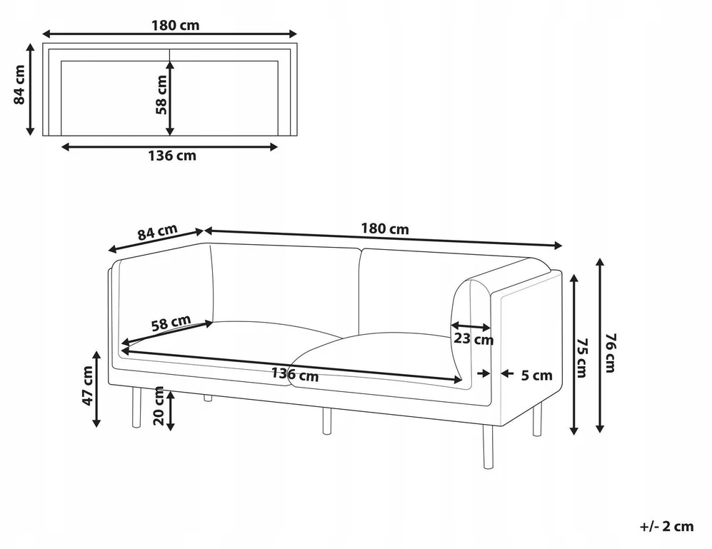 Beliani Dvivietė sofa VORGOD, balta boucle