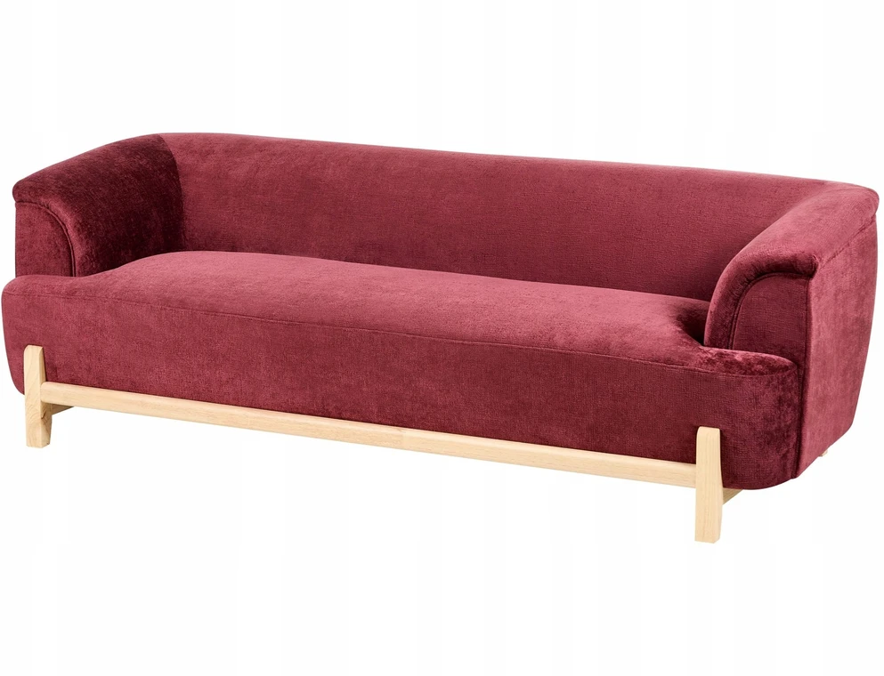 Beliani Trivietė sofa ALNOR šenilinė burgundo spalvos