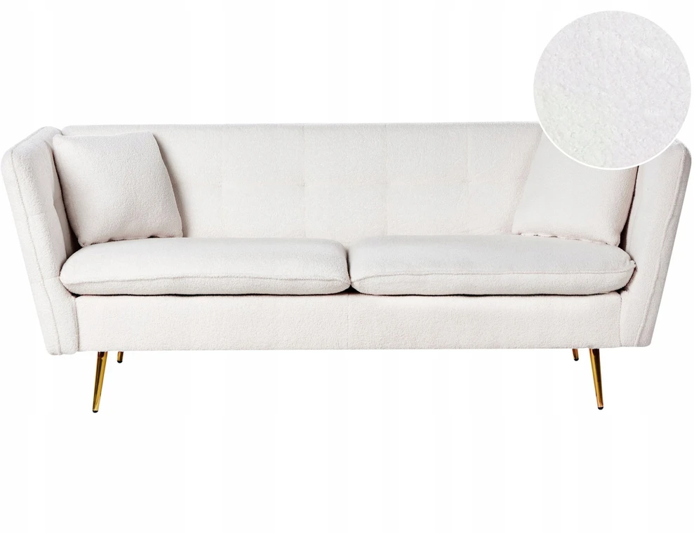 Beliani Trivietė sofa FREDERICA, bouclé audinys, balta