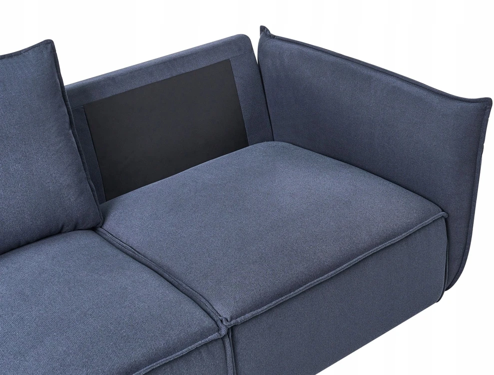 Beliani Trivietė sofa KUNES Tamsiai mėlyna
