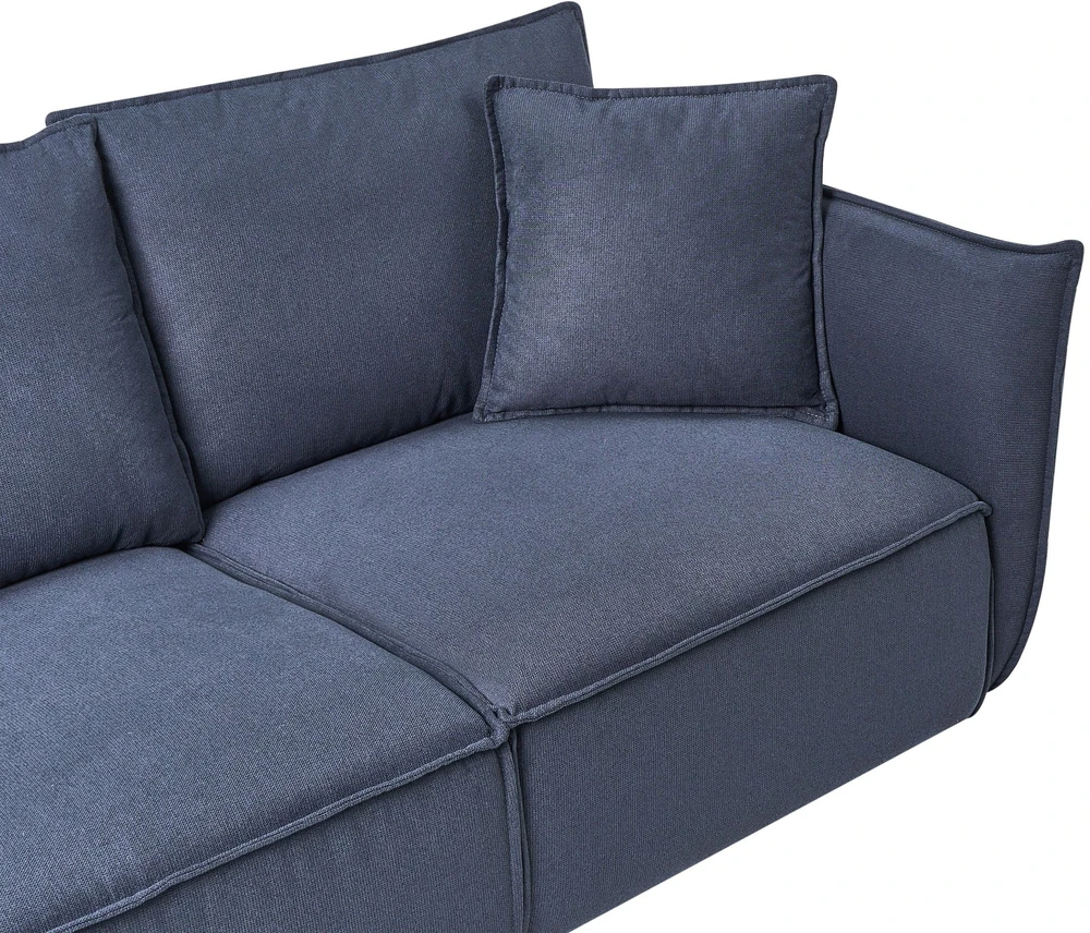 Beliani Trivietė sofa KUNES Tamsiai mėlyna