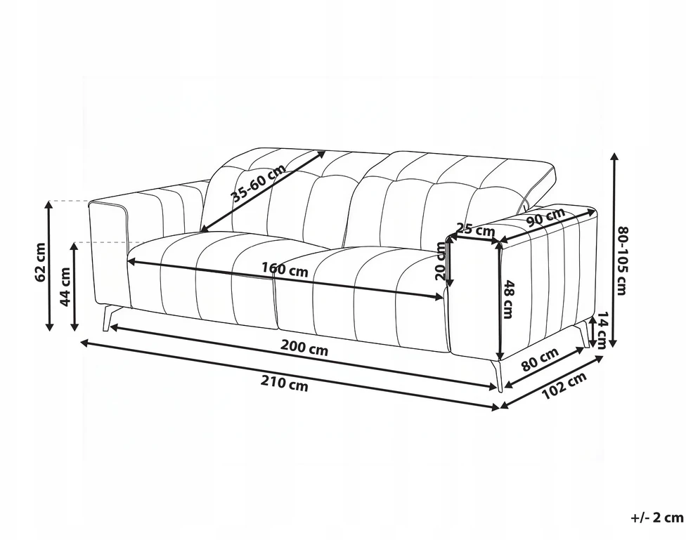 Beliani Trivenė sofa OMMEL šviesiai smėlio spalvos