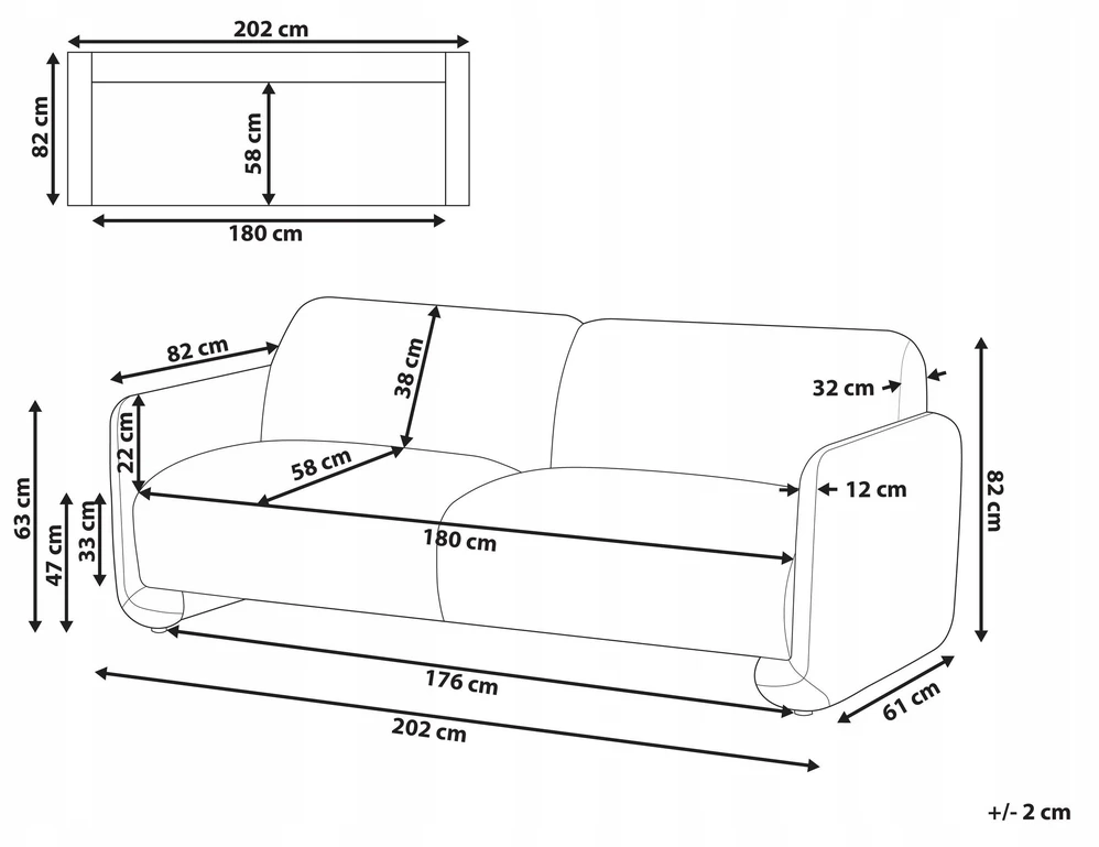 Beliani 3 vietų sofa SALAND balta