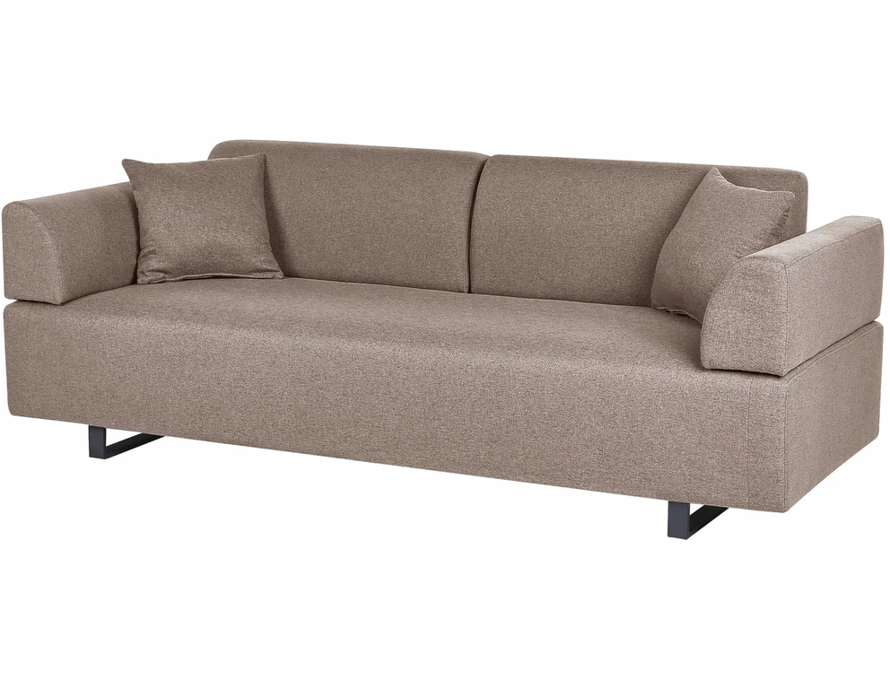 Beliani Trivietė sofa SOKNA smėlio ir pilkšvos spalvos su staliukais