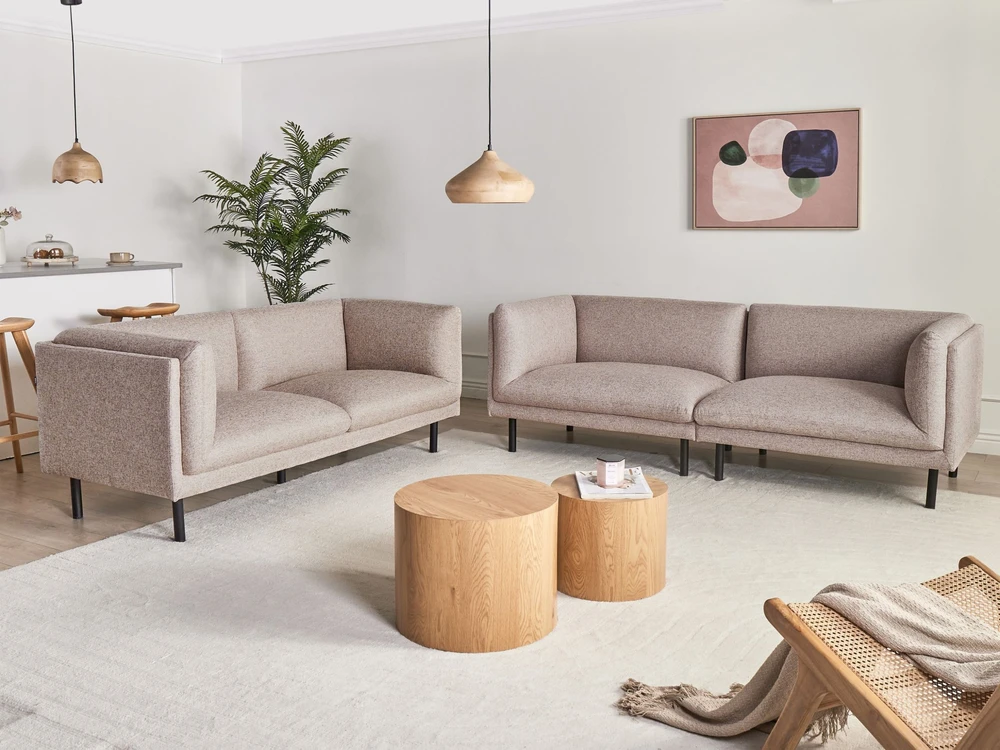 Beliani Trivietė sofa VORGOD šviesiai ruda