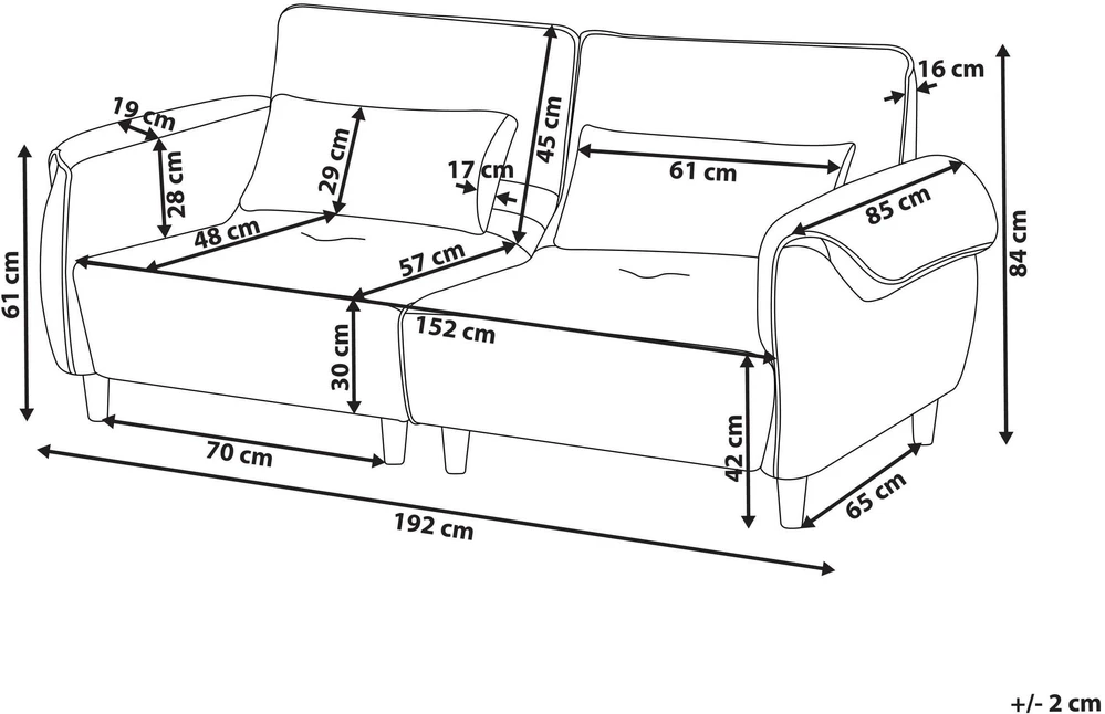 Beliani Trivietė sofa WETLAN tamsiai pilka