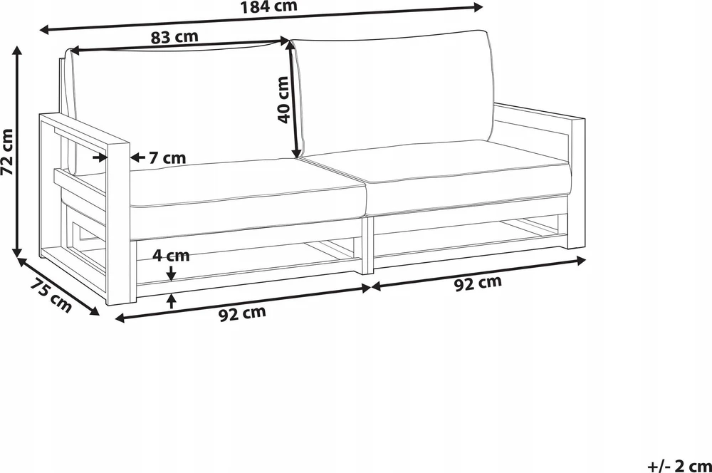 Lauko baldų komplektas Beliani 2 vietų sodo sofa TIMOR Modulinė, sertifikuota akacijos mediena, tamsiai ruda