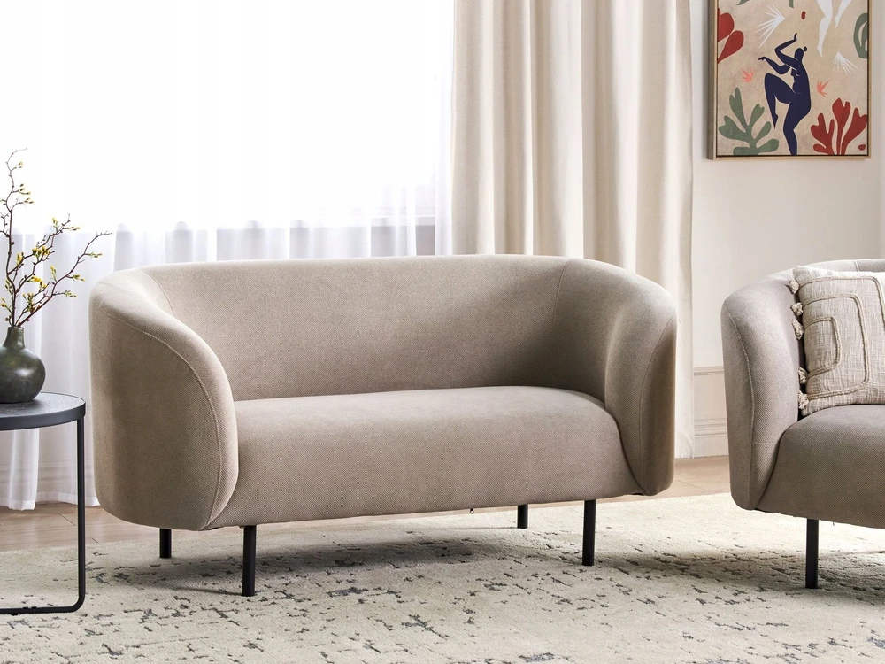 Beliani Dvivietė sofa LOEN, smėlio ir pilkos spalvos