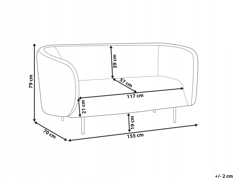 Beliani Dviejų vietų sofa LOEN, juoda