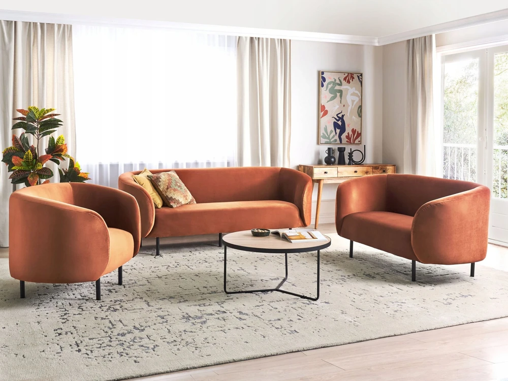 Beliani 2-vietė sofa LOEN, veliūras, oranžinė