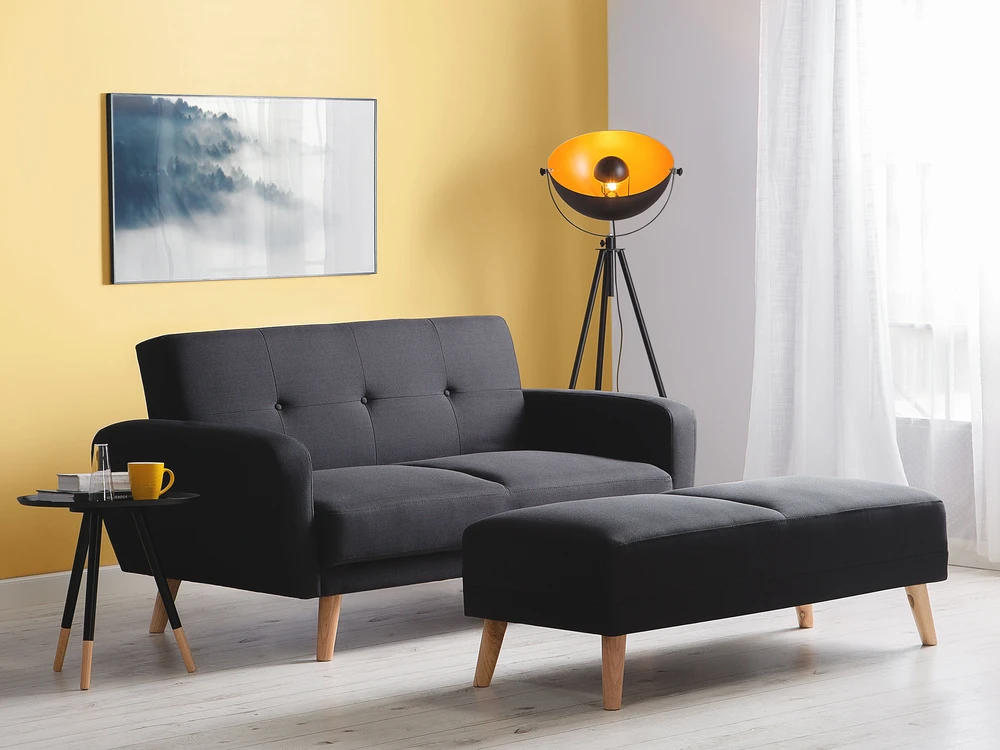 Beliani Dvivietė išskleidžiama sofa FLORLI Juoda