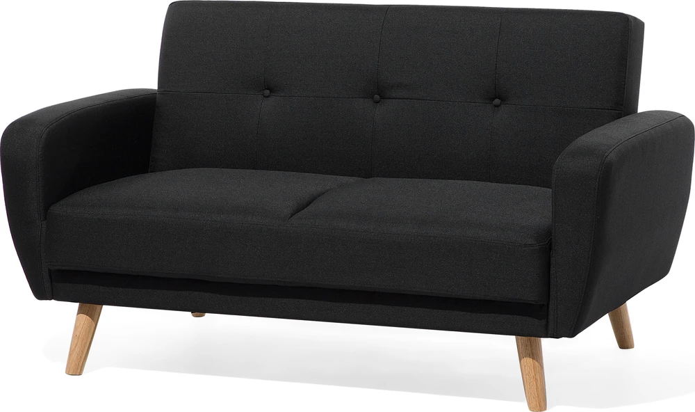 Beliani Dvivietė išskleidžiama sofa FLORLI Juoda