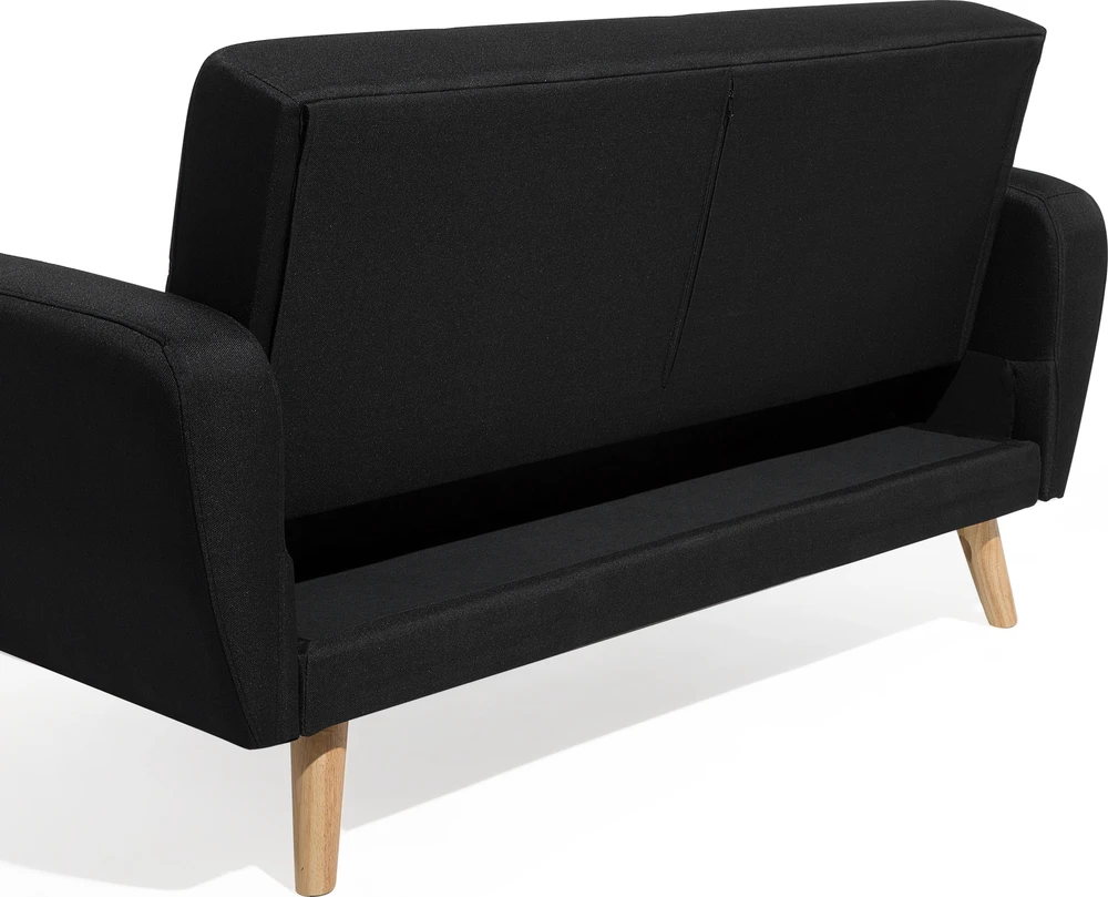 Beliani Dvivietė išskleidžiama sofa FLORLI Juoda