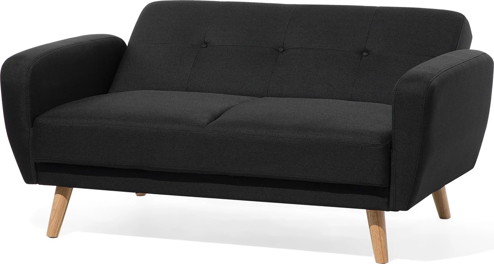 Beliani Dvivietė išskleidžiama sofa FLORLI Juoda