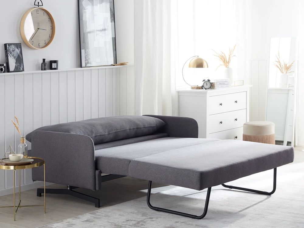 Beliani Dvivietė išskleidžiama sofa BELFAST pilka