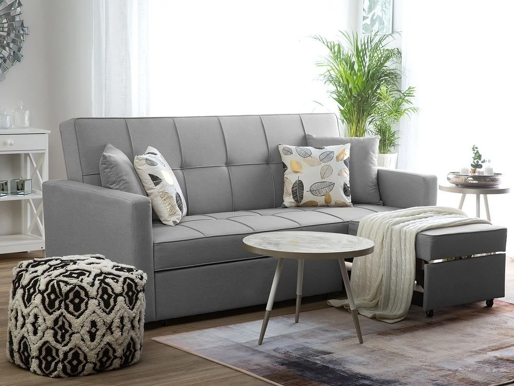 Beliani Išskleidžiama 3-vietė sofa GLOMMA šviesiai pilka