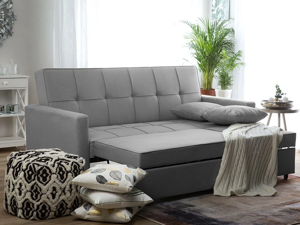 Beliani Išskleidžiama 3-vietė sofa GLOMMA šviesiai pilka