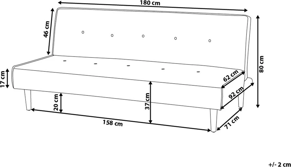 Beliani Trivietė išskleidžiama sofa VISBY šviesiai pilka