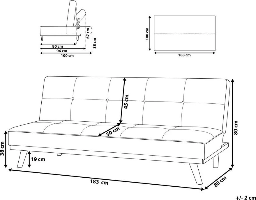 Beliani Išskleidžiama 3 vietų sofa FROYA tamsiai pilka