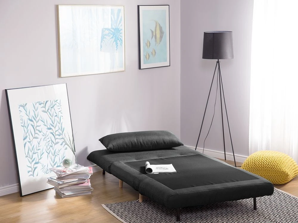 Beliani Vienvietė išskleidžiama sofa SETTEN tamsiai pilka