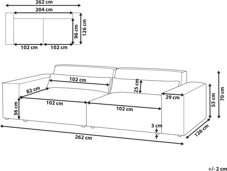 Beliani Dvivietė modulinė sofa HELLNAR, kreminė balta, Boucle
